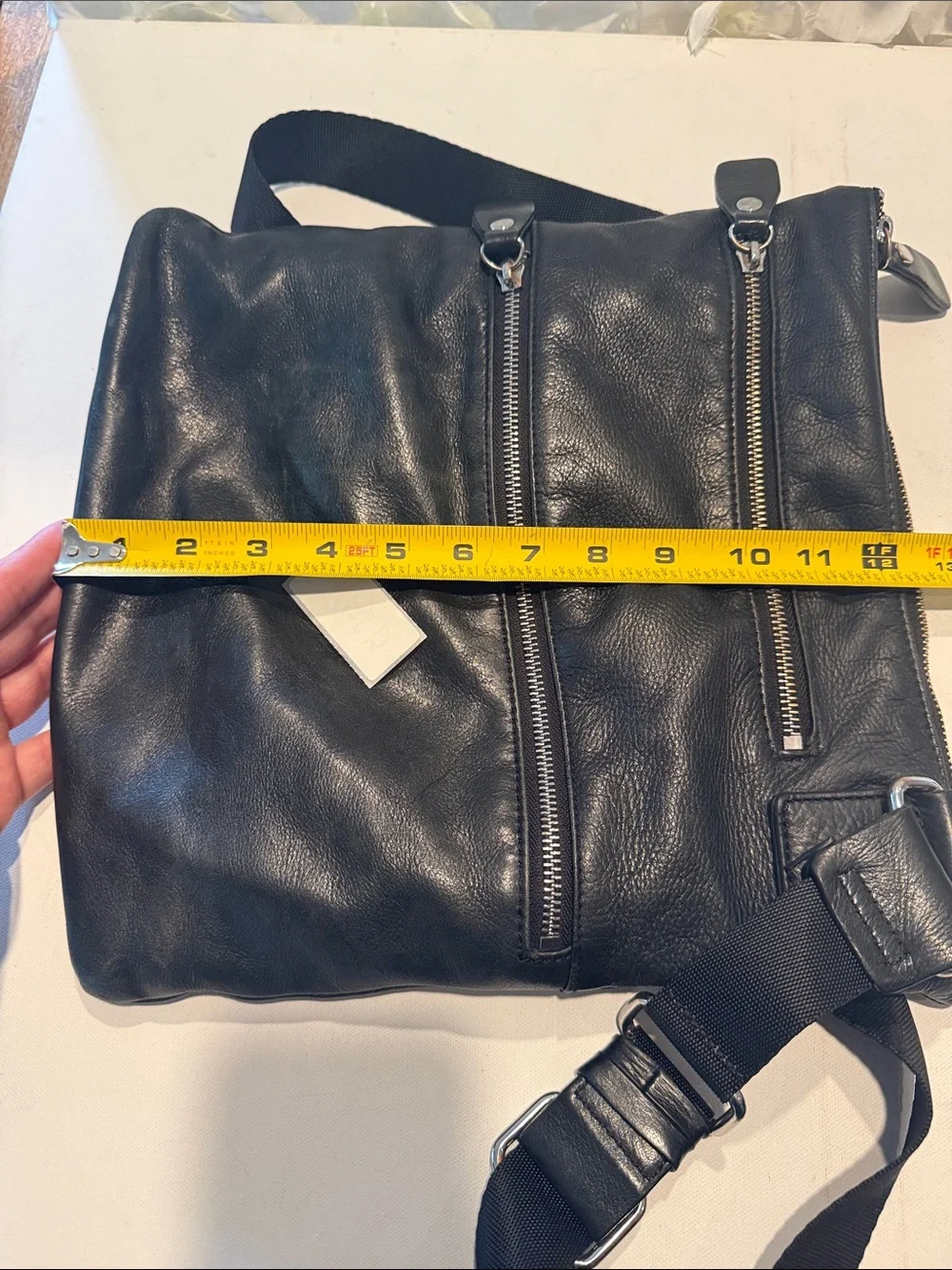 margot Black Leather Crossbody Bag with Silver Hardware
